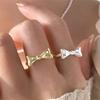 PANJBJ Кольцо-бантик из серебра 925 пробы для женщин Минимализм Неправильный Сладкий дизайн Сладкое Регулируемое Кольцо на палец Подарок на вечеринку Прямая поставка
