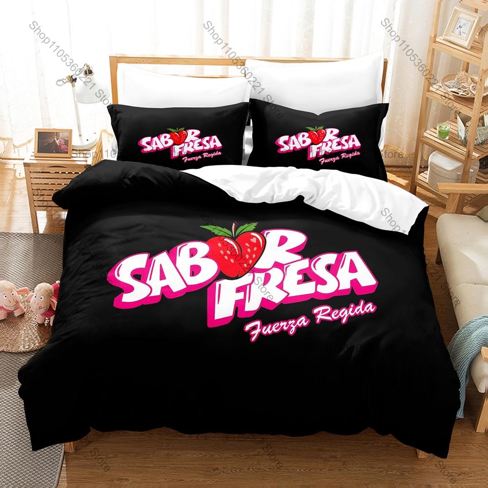 Cool Viral Regional Mexican Band Fuerza Regida Full Printed 3PCS Bedding Duvet Cover + 2 Pillowcases Teen Dorm Home Decoration