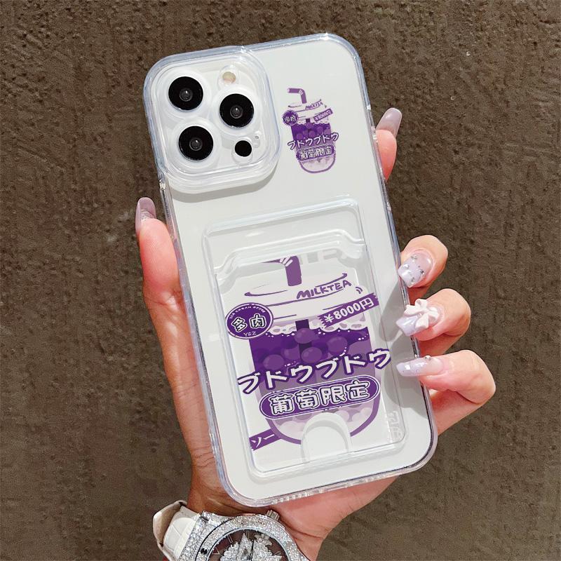 Card Slot Holder Silicone Wallet Pocket Case For iPhone 14 16 15 Max Infinix Note 30 Xiaomi Redmi Note 9 Oppo Reno 12 13F 14F Cover Clear Phone Bumper