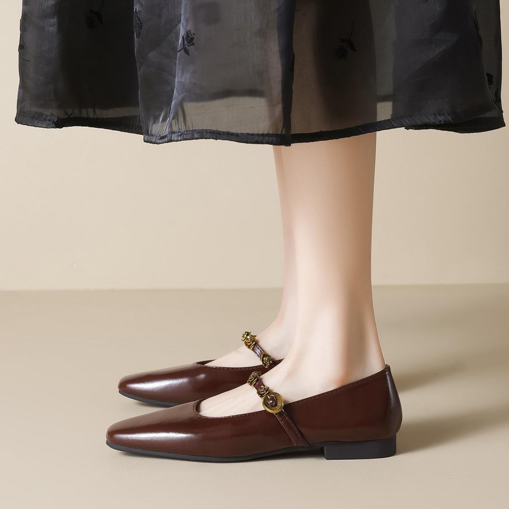 [Shei Su Yinyin, Manta Rose~ 4cm Rose Gold Buckle Mary Jane Single Shoes Women's French Rose Commuter Shoes