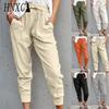 HNXC Летние женские свободные брюки большого размера однотонные простые на шнуровке прилегающие повседневные брюки-капри