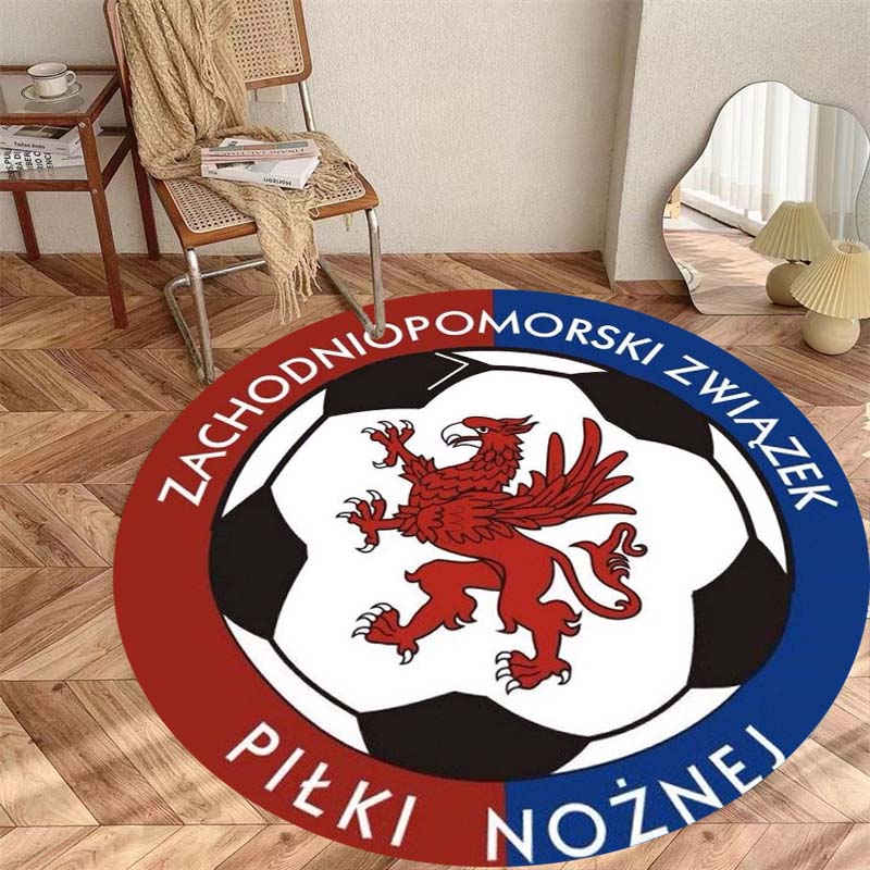 Zachodniopomorski Football Association Red Griffin Circular Area Rug Polish Soccer Round Floor Carpet Gaming Chair Living Room Bedroom Home Decor Mat