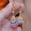 Silk Screen Teardrop Earrings for Women Light Luxury Fashion Atmospheric Earrings
