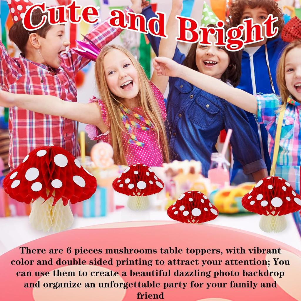 Mushroom Honeycomb Ball Ornament Hangable Decoration For Party Wedding Easter Christmas Home Nursery And Festive Scene Decor