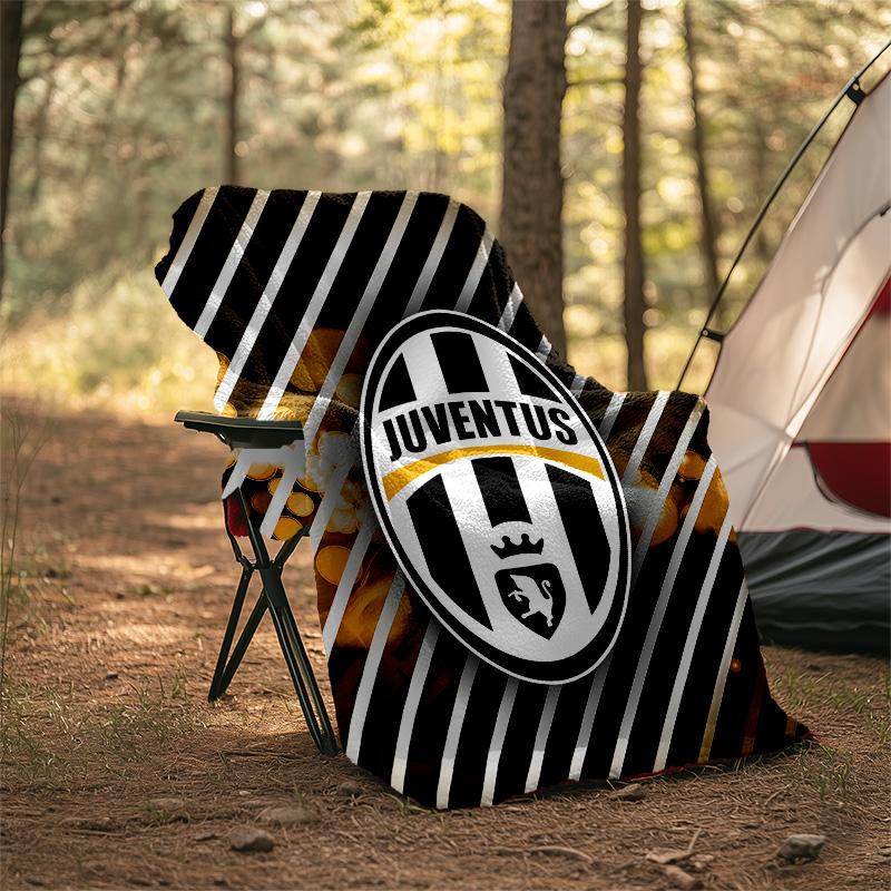 1pc Juventus Theme Blanket - Digital Print, Polyester, Cozy for All Seasons, Perfect for Outdoor, and Travel