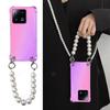 Чехол-ремешок для телефона с цепочкой из жемчуга через плечо для Xiaomi 14T Pro 14 CIVI 13T 14 13 Lite Ultra Redmi 14C Прозрачный градиентный противоударный силиконовый чехол