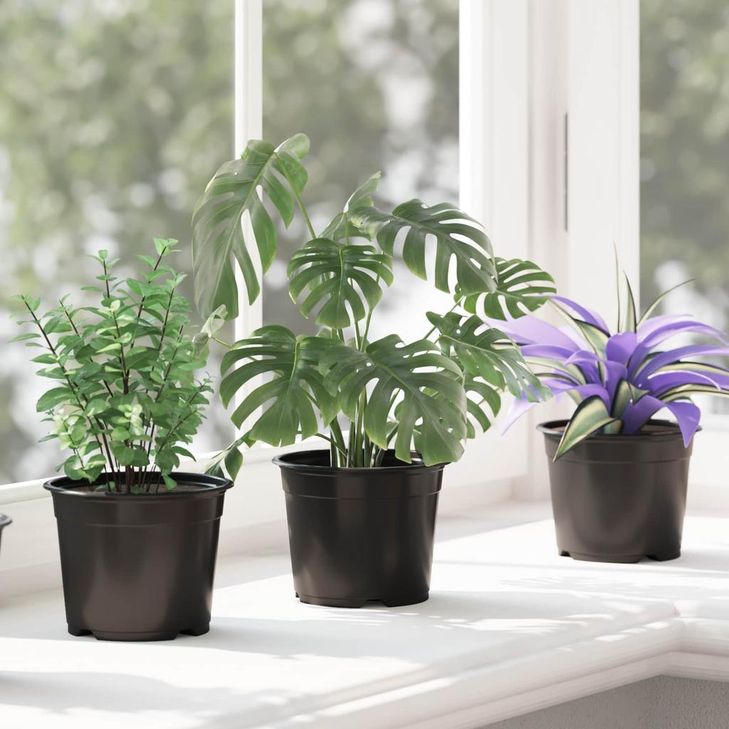 Round Flower Pot 50 pcs Black Ø 10 x 8 cm Plastic