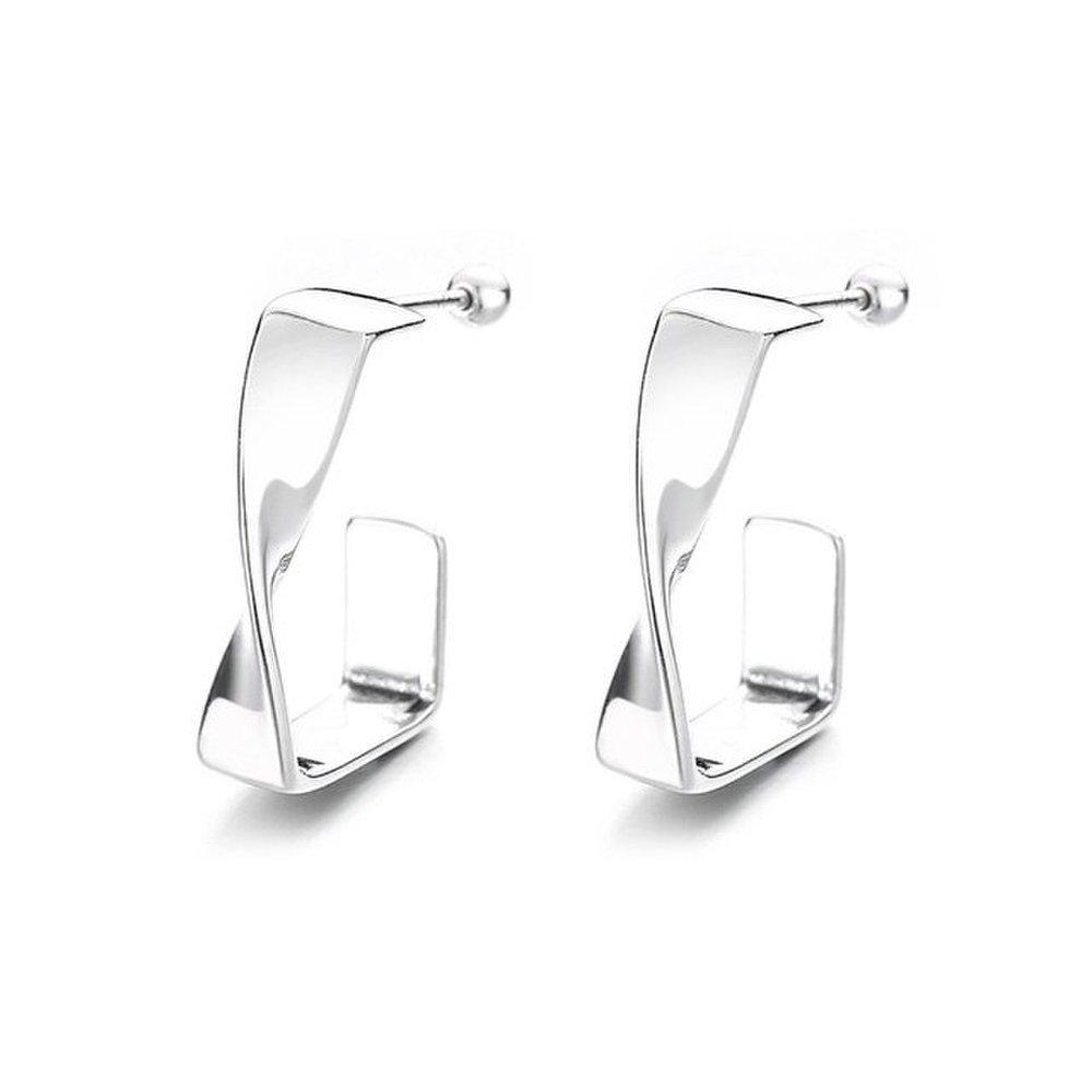 High-quality 925 Sterling Silver Square Wave Earrings E026 Neat Earrings Women's Earrings Silver Earrings (Wfgjeqc)