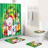 Christmas Home Shower Curtain Waterproof Polyester Cloth Toilet Floor Mat Four-Piece Set Entrance Door Mat Bedroom Living Room Carpet