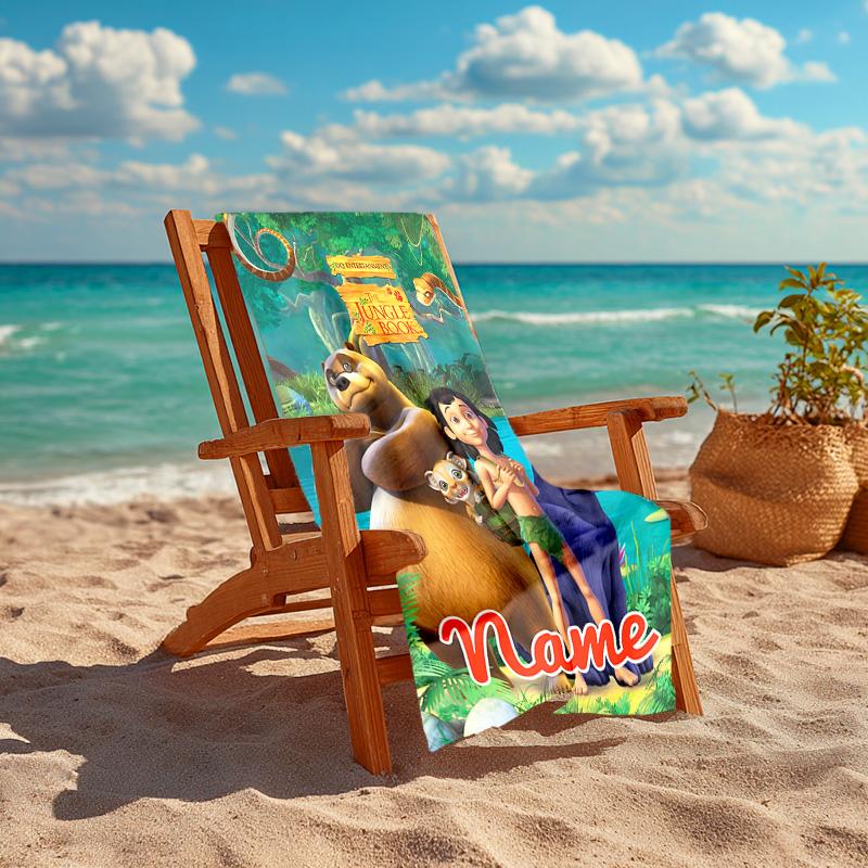 Personalized customized proof beach towel with The Jungle Book pattern - soft, absorbent,quick-drying,perfect swimming,camping&bathing