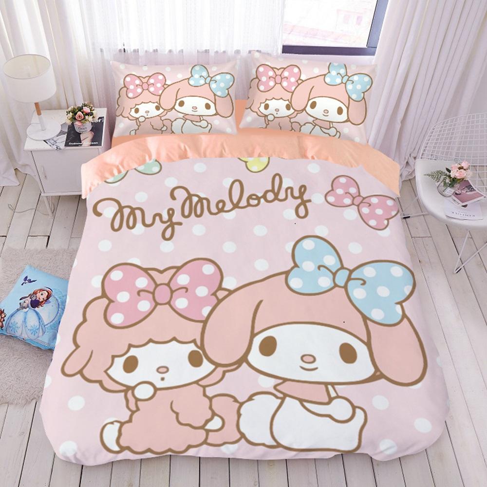 Постельные комплекты My Melody Одеяло Покрывало Чехол для одеяла Наволочка Наборы из 2-3 предметов Детский Взрослый размер Мультяшное украшение
