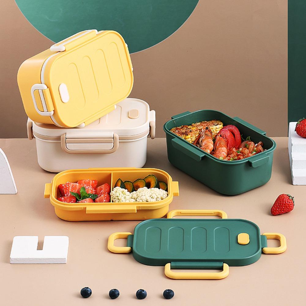 Two-Compartment Double-Layer Lunch Box Microwavable Food Storage Containers Divided Lunch Box Home