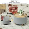 Stool, Upholstered Stool, Teddy Fleece, Hidden Storage, Reversible Lid, 56 cm x 56 cm x 42 cm, Grey