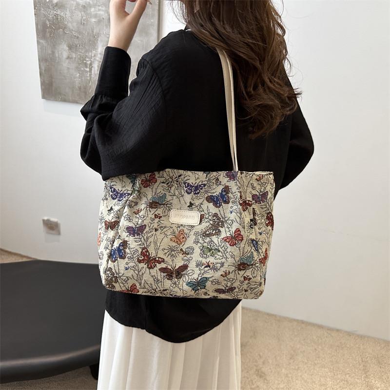 Шикарная новая холщовая сумка-тоут 2024 года, черная и белая, на молнии, для повседневного использования