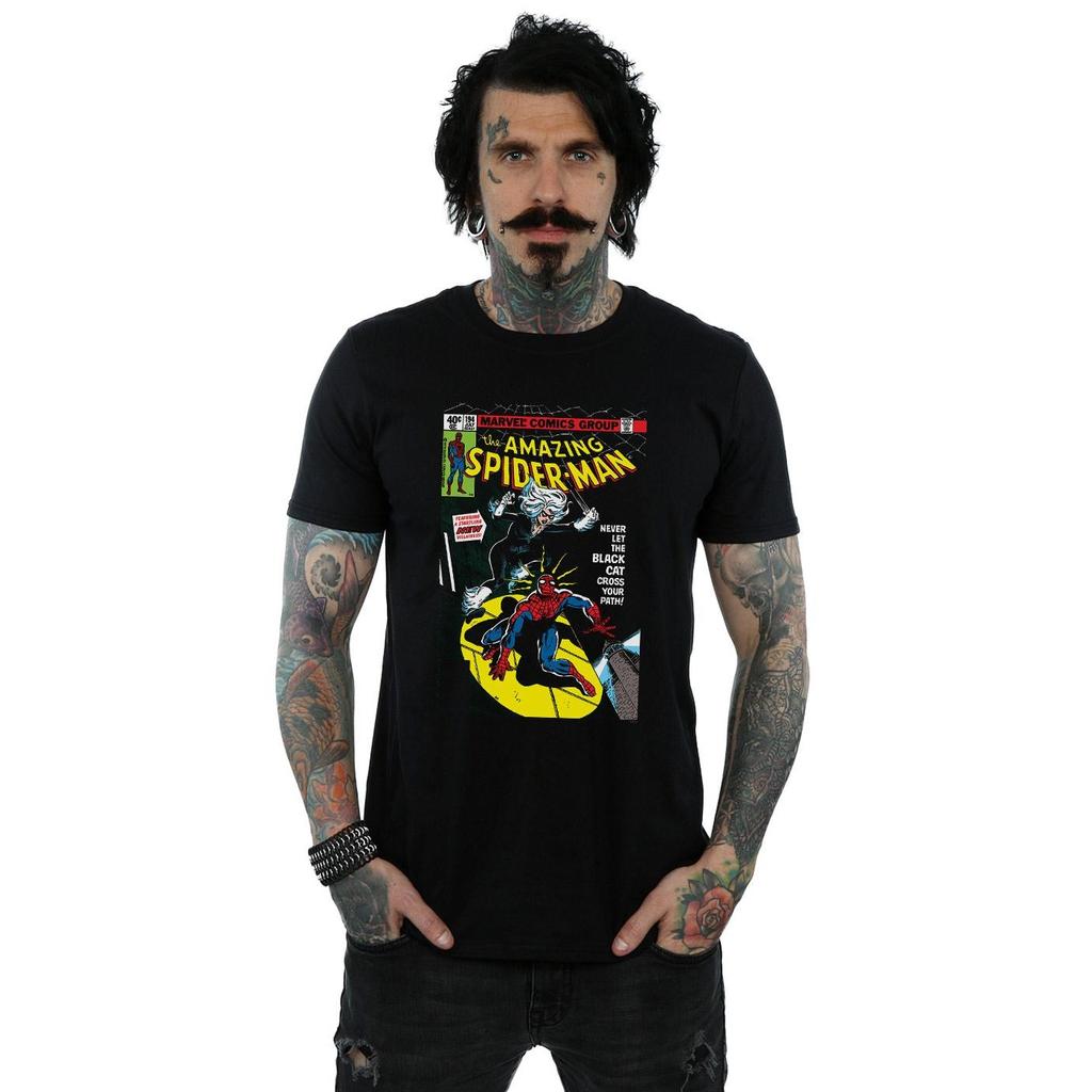 Marvel Mens Spider-Man Black Cat Cover T-Shirt