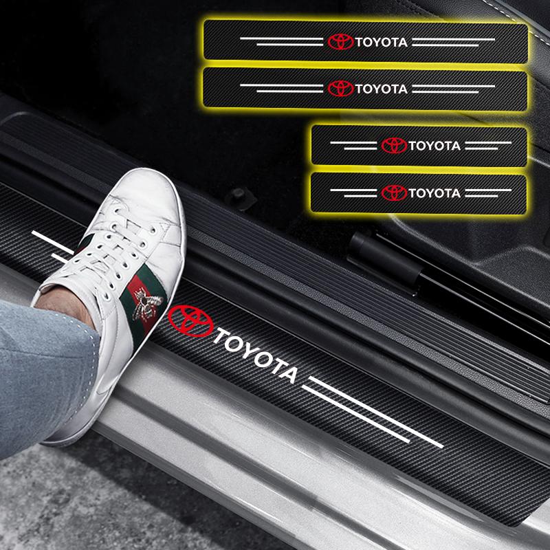 4PCS Car Door Sill Protective Films Stickers For Toyota Corolla Yaris Camry Prius RAV4 CHR Hilux Aygo Avensis Key Accessories