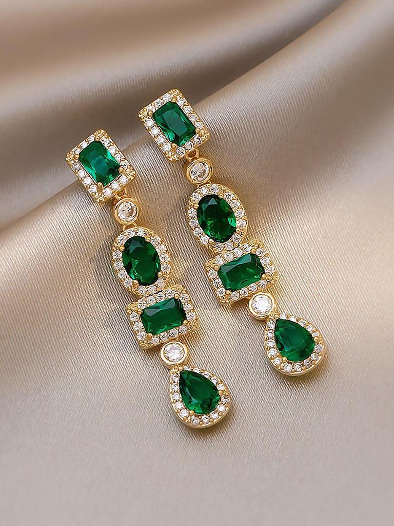 Элегантные серьги-подвески с кристаллами в форме капли воды в стиле французского двора