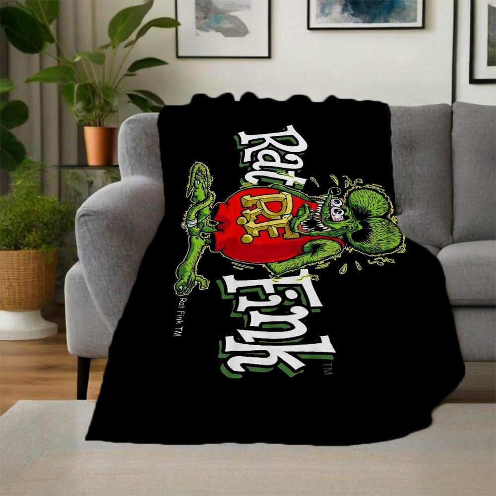 Rat Fink Classic T-Shirt - GreenBlanket Flannel Throw Blanket for Sofa, Bed, Travel, Camping, Office, Couch, Chair, And Bed Gift for Christm
