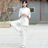 Костюм тайцзи для женщин, ретро-костюм для занятий литературной йогой, тренировочный костюм с рукавом три четверти