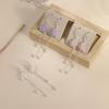 S925 Silver Purple Flower Tassel Hook Earrings Double Layer Chain Artificial Pearl Sweet Romantic Daily Women Fashion Jewelry