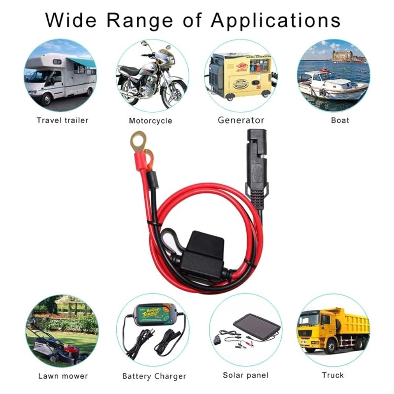 Двойной держатель предохранителей типа ATC, положительный/отрицательный, провод 10AWG с кольцевыми клеммами и разъемами 45 А для транспортных средств длиной 2 фута/60 см