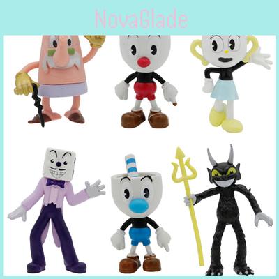 Красочная кукла Cuphead 3,6-4 дюйма Игровая периферия Ручная работа Украшения для торта 6 шт./набор