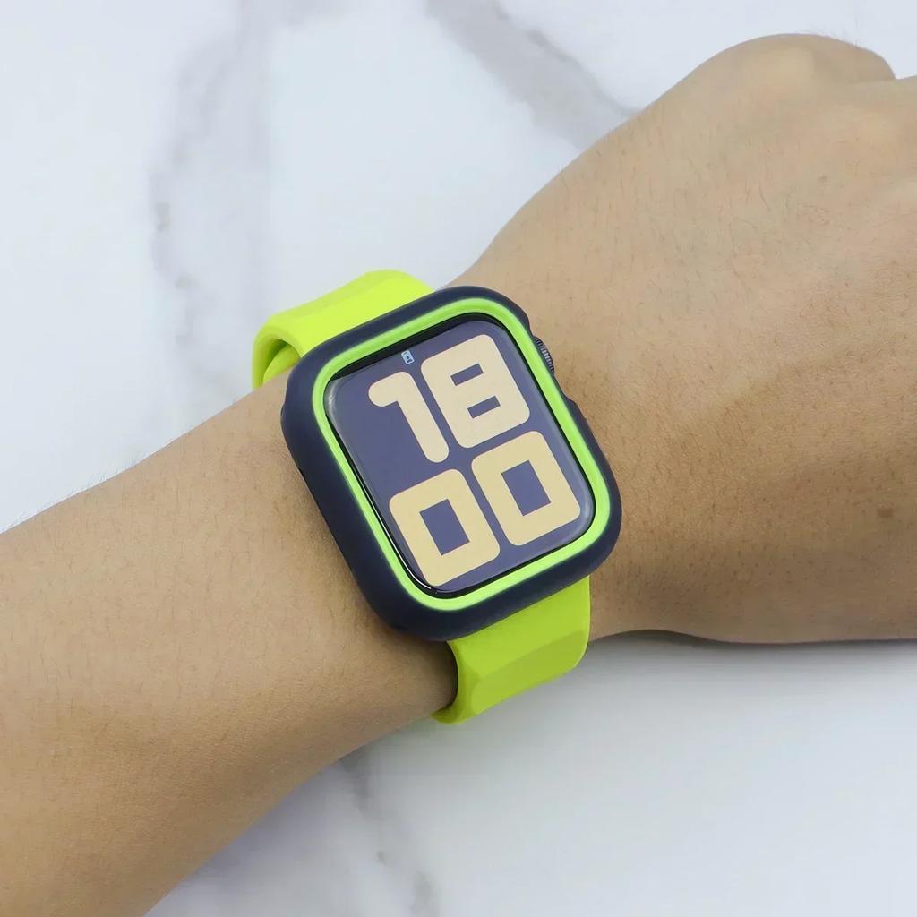 Силиконовый спортивный ремешок+чехол для apple watch 9 8 7 6 SE 5 Ultra 2 Belt Bracelet Iwatch Series 49 мм 45 мм 41 мм 44 мм Защитный чехол