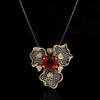 Black and Gold Two Color Flower Diamond-inlaid Womens Necklace Pendant
