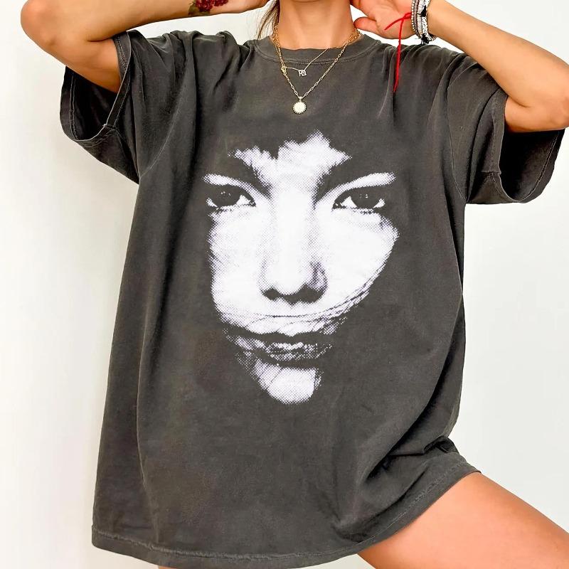 Retro Unisex Bjork Summer New Item Unisex Casual Fashion Y2K Cotton T-shirt