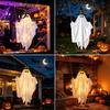Party Swing Ghost Decor Halloween Hanging Decoration, Witch Hat Ornament with LED Theme Supplies String Light, Remote Control Light-up for Holiday