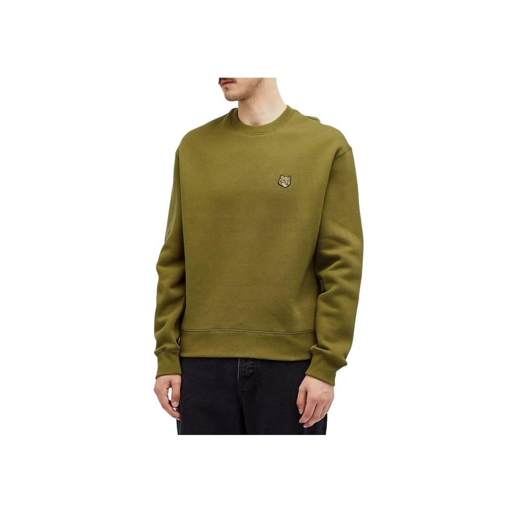 Maison Kitsune Fox Head Patch Crewneck Long Sleeve Sweatshirt Men sweatshirt Green MM00316KM0307-P384