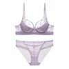 French sexy underwear women's thin rabbit ear cup lace bra big chest small anti-sagging underwear set
