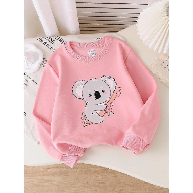 European sizes Kids' Crewneck Sweatshirt - Cute Koala On Branch with Flowers , Sportswear And Casual Wear, Soft And Comfortable, Children's Clothing
