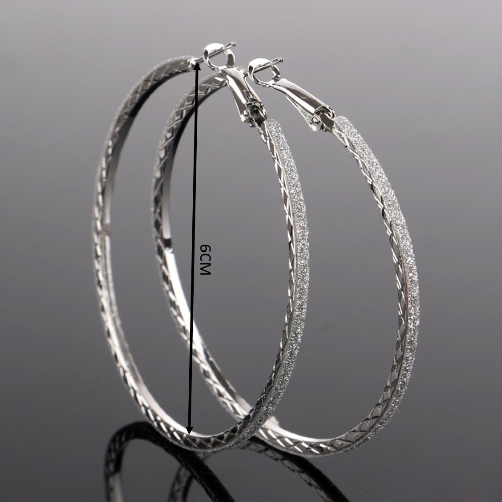 Women Jewelry Fashion Ear Studs Silver Plated Hoop Earring Mesh