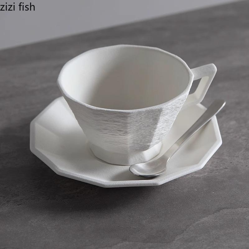 Керамическая кружка и набор тарелок с узором Simplicity Stone, креативная офисная кружка для кофе латте, кружка для молока, бытовая чашка для воды, чашка для чая