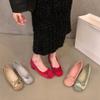 French Spring Middle Heel Gentle Evening Shoes Fairy Shoes 2025 New Spring and Autumn Retro Ballet Red Single Shoes