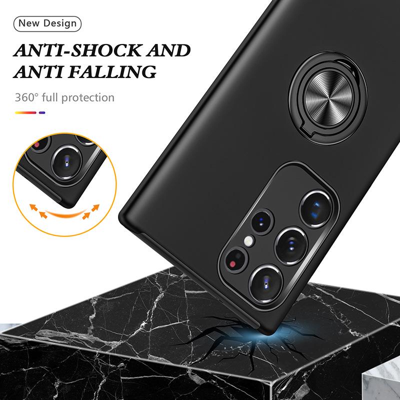 Автомобильный чехол-держатель для Samsung S23 Ultra: Магнитный, Защита от падений, Полное покрытие со скрытым держателем-кольцом