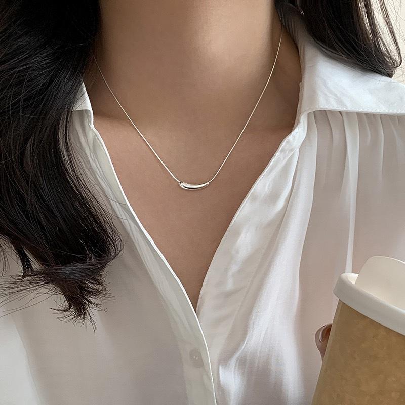 Мужское ожерелье-цепочка на ключицу из стерлингового серебра S925 с простым холодным орнаментом в стиле «Баклажан» для девушек, подходящее всем