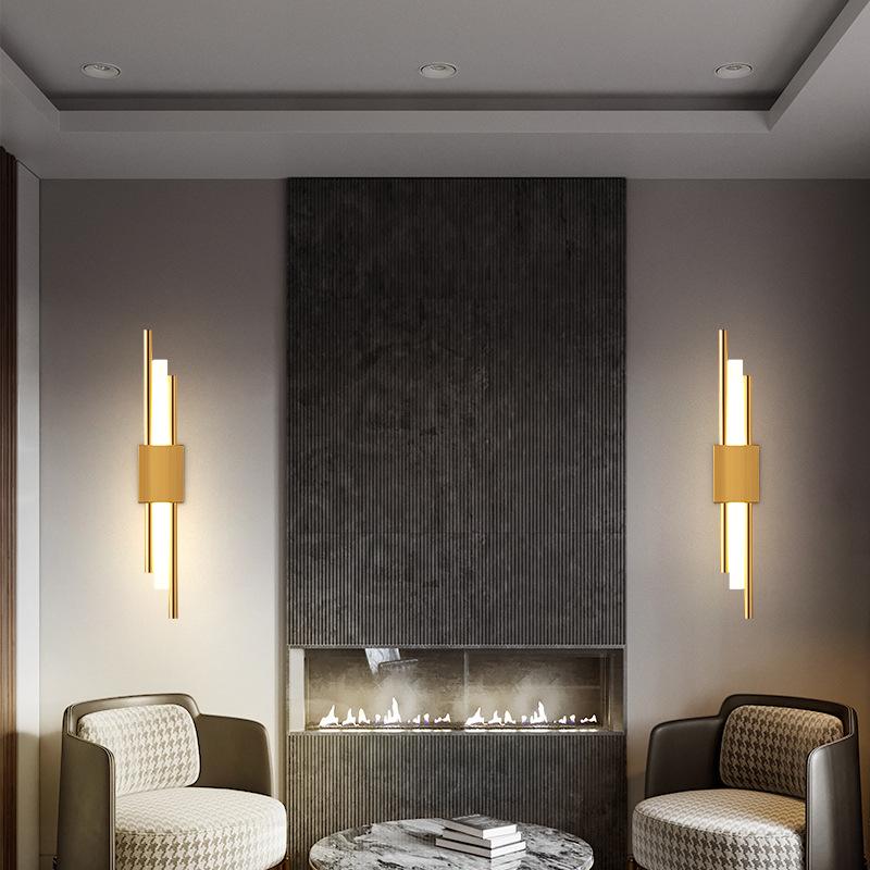 Полностью медный прикроватный настенный светильник для спальни, простой постмодернистский настенный светильник для гостиной, прохода, роскошный стиль, настенный светильник