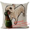 Funny French Bulldog Printed Linen Cushion Cover Home Decoration Pillow Case Living Room Decor Throw Pillows 45X45Cm