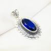 Подвеска с синим сапфиром, подвеска из драгоценного камня ручной работы, подвеска из стерлингового серебра 925 пробы, антикварные ювелирные изделия, для подарка на помолвку