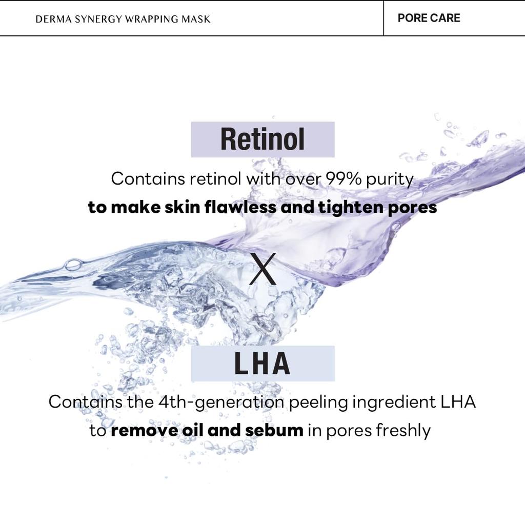 Mediheal Derma Synergy Wrapping Mask Эластичность пор Улучшает баланс кожи с ретинолом для пор и LHA (4 шт.) - &