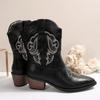 Embroidered Non-Slip Short Thigh Boots Women's Outwear Fall 2025 Chuck Block Heel Western Denim Plus Size Boots