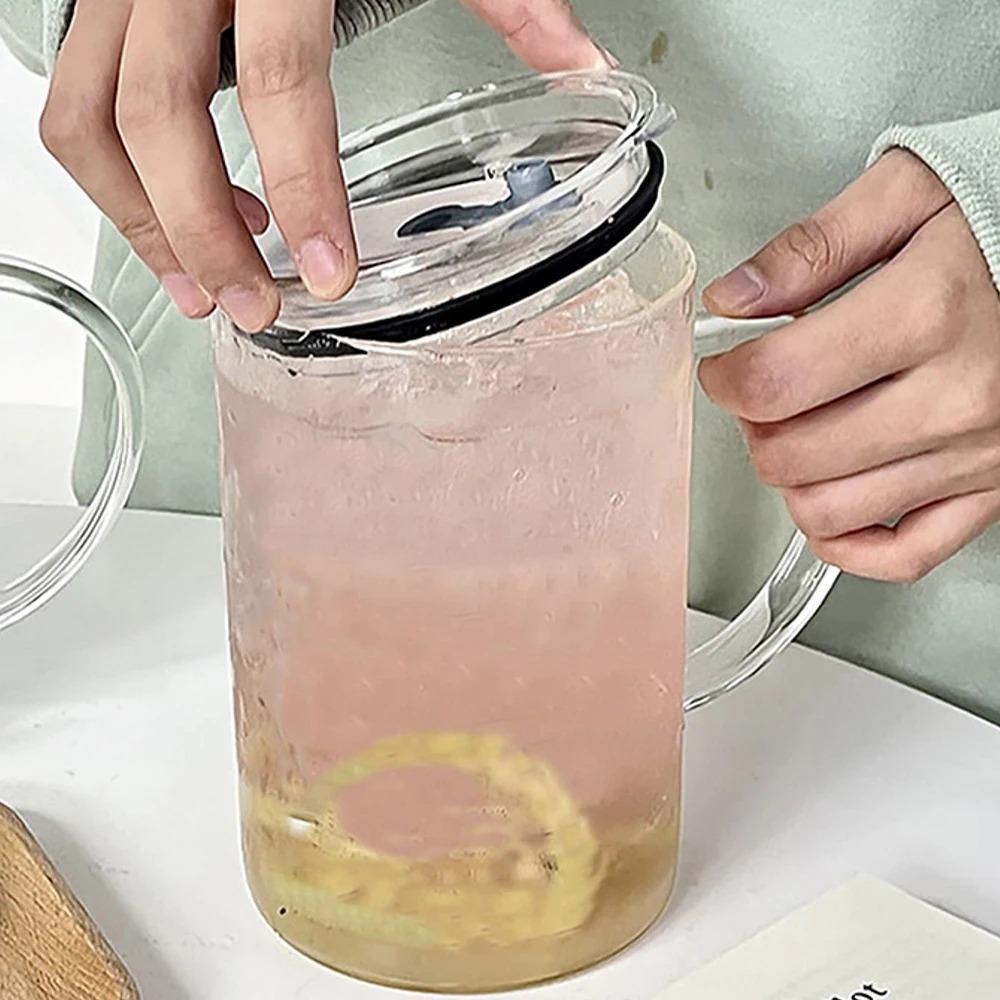 with Lid and Straw Glass Tumbler 1000ml Drinking Glass Drinkware Glass Water Cup  Beer