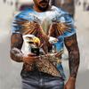 Fun 3D Animal Eagle Print Men's T-shirt Hip Hop Trend Street Casual Round Neck Short Sleeve Loose Top