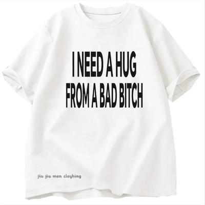 Футболки I Need A Hug From A Bad, мужские хлопковые футболки с коротким рукавом, повседневные футболки с принтом Ummer, базовые мужские дизайнерские футболки, топы