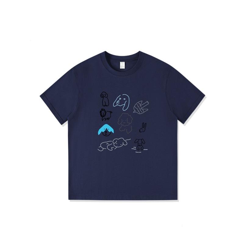 pure cotton white shoulder short-sleeved t-shirt women's new design sense niche American trendy cartoon half-sleeved top