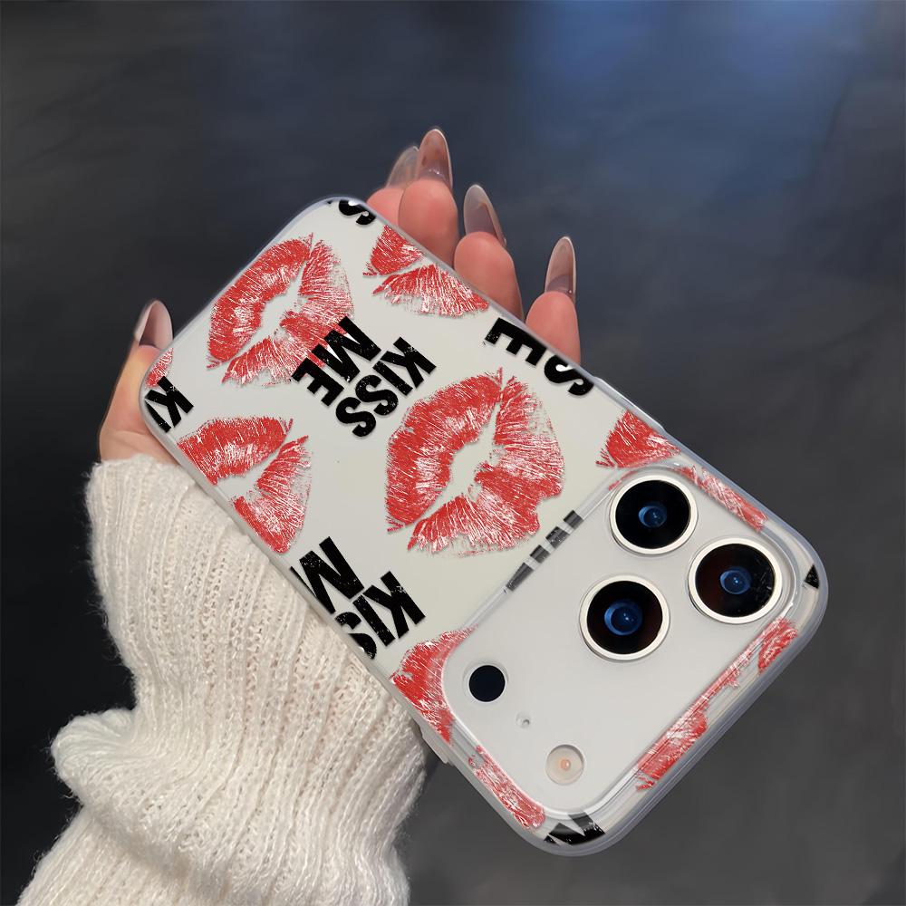Sexy lipstick mark KISS Me Silicone Phone Case For iPhone 17 Pro Max 17Air 15 16 Plus 16 15 14 13 12 11 Back Cover Soft Funda