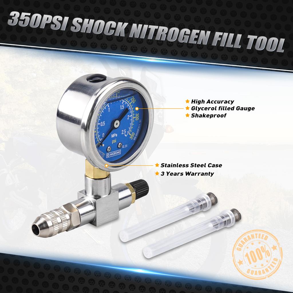 350/600PSI Shock Nitrogen Gauge Needle Fill Tool For Yamaha YZX Polaris RZR CanAm Arctic Cat Snowmobile FOX Raptor Truck ATV UTV
