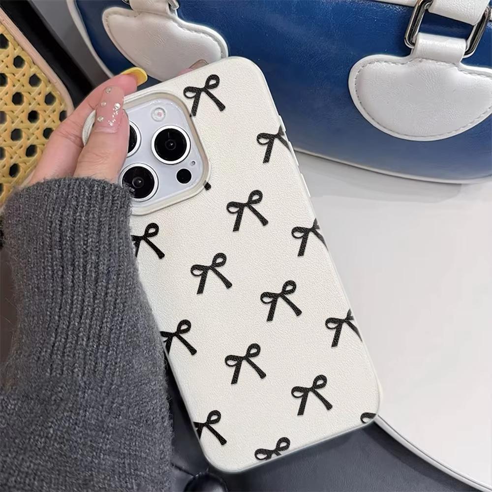 Черный Чехол Для Телефона С Принтом Бантов Для iPhone 17 16 15 14 Plus 13 12 11 Pro Max 17 Air X XR XS Корейская Девушка Чехол Силиконовый Мягкий Чехол